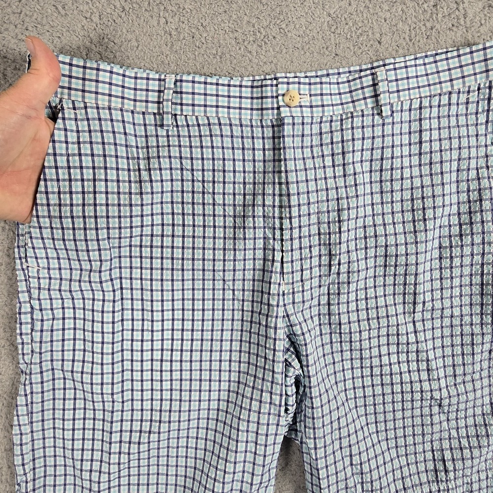 Peter‎ Millar Crown Sport Golf Shorts Mens 36 Blue Check Performance Stretch - Picture 2 of 11